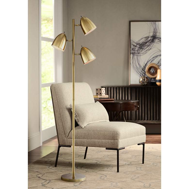 Floor Lamp Aged Brass Finish