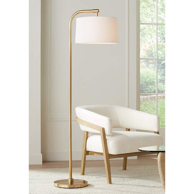 Warm Gold Arc Floor Lamp