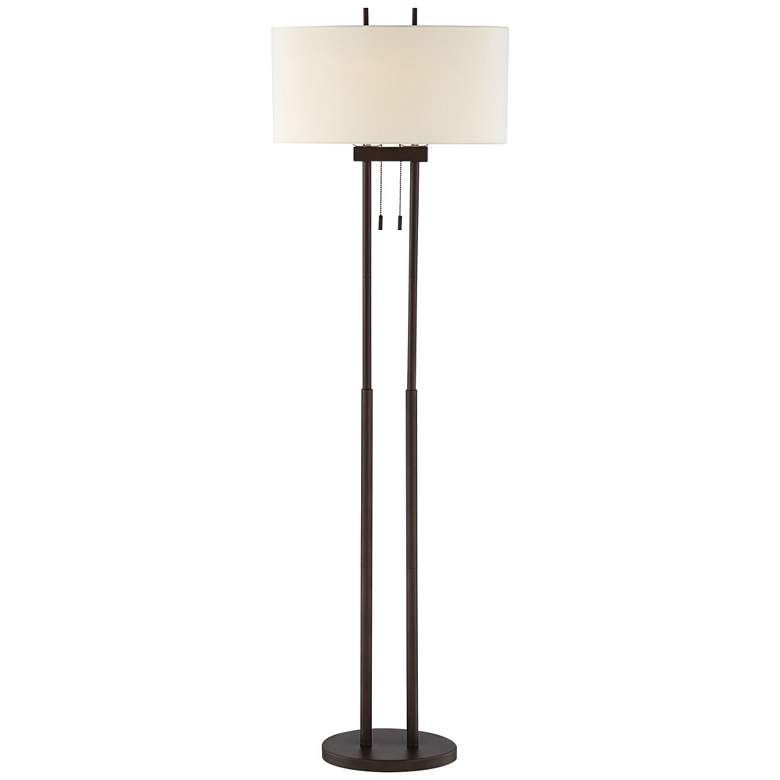 Bronze Twin-Pole Pull-Chain Floor Lamp