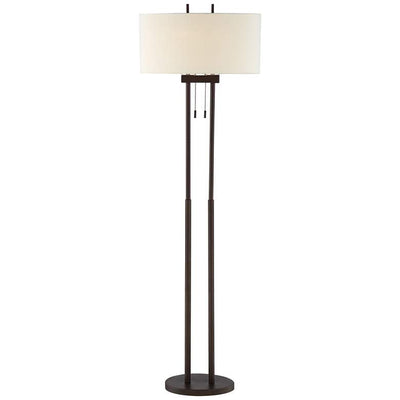 Bronze Twin-Pole Pull-Chain Floor Lamp
